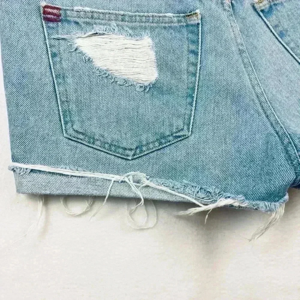 BDG Mid-Rise Tomgirl Button Fly Cheeky Denim Fray Cuffed‎ Jean Short Size 27